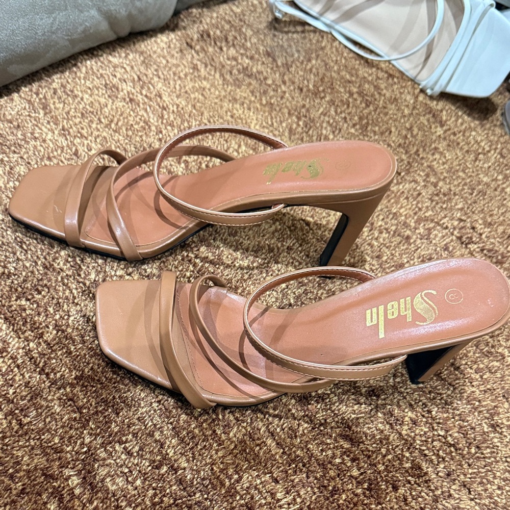 SHEIN Tan Strappy Heels